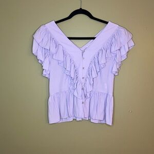 Joy Joy Lilac Purple Ruffle Top Women’s Small